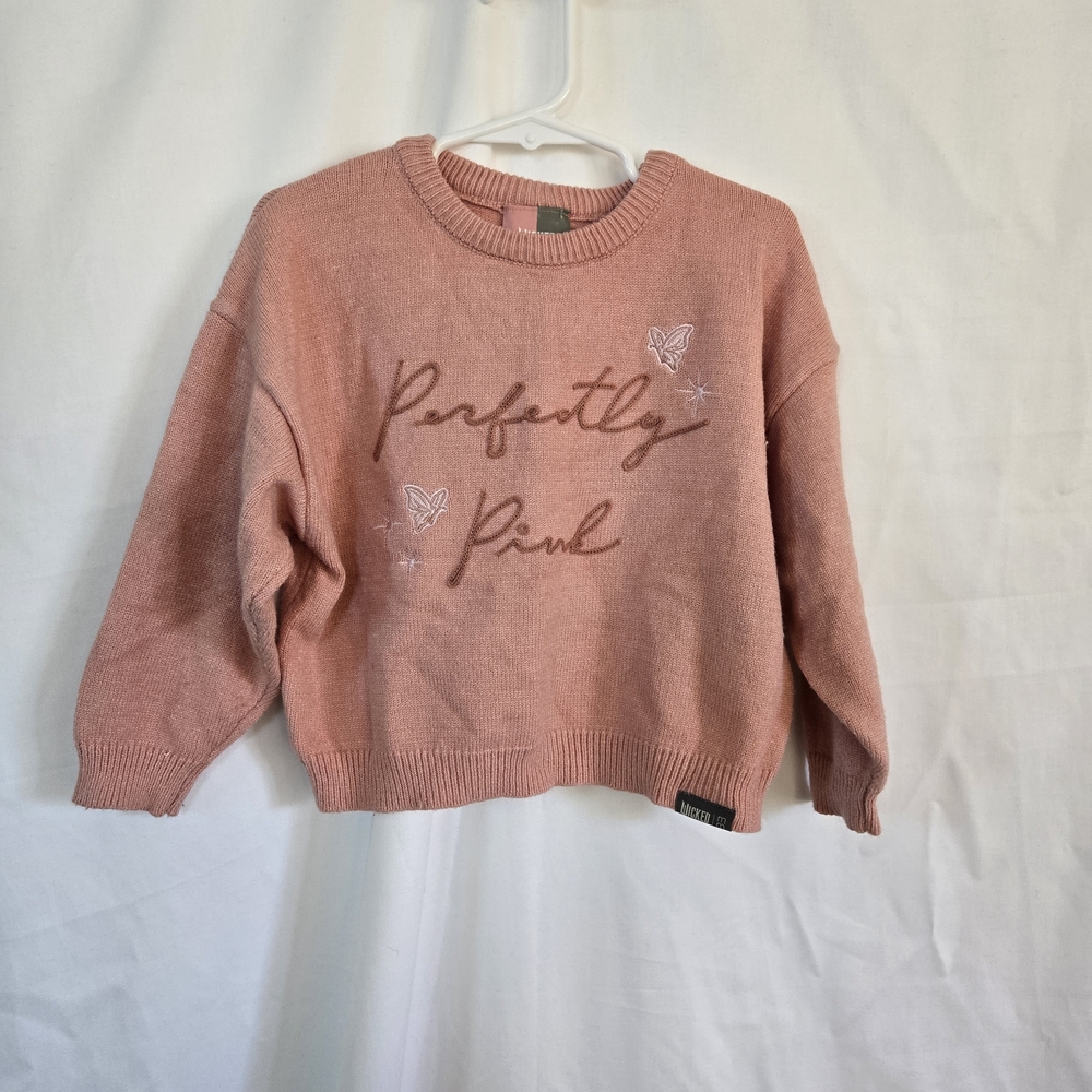 Wicked Modern Moments Toddler Girl Perfectly Pink Embroidered Soft Sweater 3T